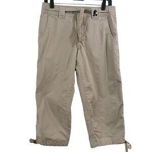 Walt Disney World Mickey Mouse Embroidered Khaki Cropped Ankle Pants Size Small